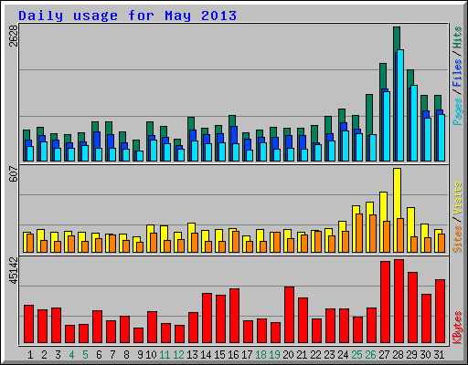 Daily usage for May 2013