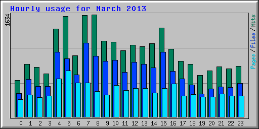 Hourly usage for March 2013