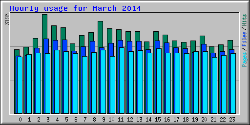 Hourly usage for March 2014